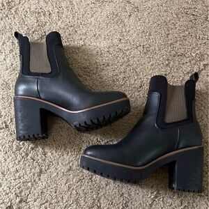 Black Lug Sole Chelsea Boots